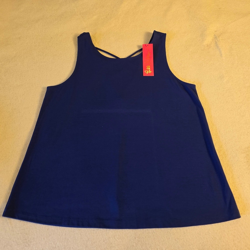 Lilly Pulitzer Kristen Top Lapis Lazuli Blue Strappy Back Tank Large 003625
